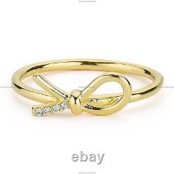 0.02 Ct Diamond No Stone Cross Bow Band Engagement Ring For Girls 14k Gold