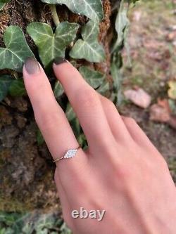 0.11 Ct Diamond Minimalist Bow Engagement Diamond Ring 14k Gold Fine Jewelry