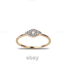 0.11 Ct Diamond Minimalist Bow Engagement Diamond Ring 14k Gold Fine Jewelry