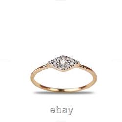 0.11 Ct Natural Diamond Minimalist Bow Wedding Ring 14k Yellow Gold Fine Jewelry