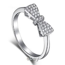 0.40 Ct Round VVS1 Simulated Diamond Bow Knot Wedding Ring 14K White Gold Plated