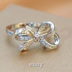 0.50 Ct Round Diamond Bow Shape Knot Engagement Promise Ring 14K White Gold Over
