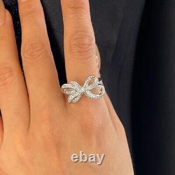 0.50 Ct Round Diamond Bow Shape Knot Engagement Promise Ring 14K White Gold Over