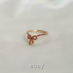 0.50Ct Round Cut Red Ruby Fancy Bow Women's Engagement Ring 14K Rose Gold Finish