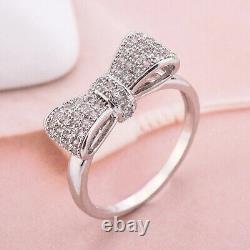 0.65Ct Round Cut Love Knot Diamond Bow Shape Engagement Ring 14K White Gold Over