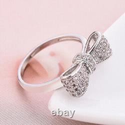 0.65Ct Round Cut Love Knot Diamond Bow Shape Engagement Ring 14K White Gold Over