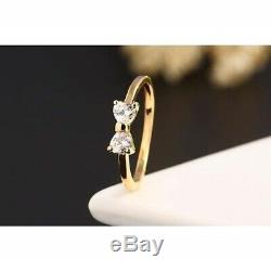 1.2CT Heart Shape Two Stone Bow Diamond Engagement Wedding Ring 14K Yellow Gold