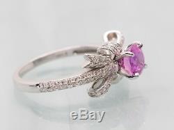 1.48ct Natural Pink Sapphire and. 38ctw Diamond Bow Ring in 14k