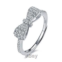 1.7ct Round Cut Diamond Engagement Ring Solid 14K White Gold Bow Knot Design