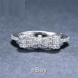 1.7ct Round Cut Diamond Engagement Ring Solid 14K White Gold Bow Knot Design