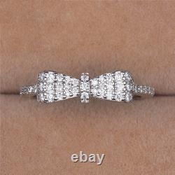 1.7ct Round Cut Moissanite Ring 14k White Gold Plated Bow Knot Design