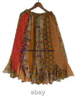 10 Recycle Silk Sari Mid- Calf Skirts Wholesale Lot DS48