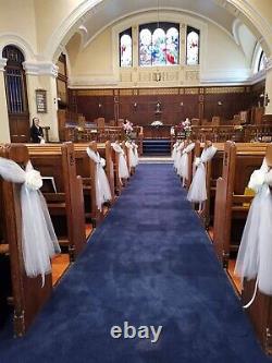 10 X Wedding Church Pew Ends Tulle Bows. Flowers Ivory Rose Ties Chair sash