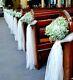 10 X Wedding Church white gypsium Pew Ends Tulle Bows Chair ribbon Decoration
