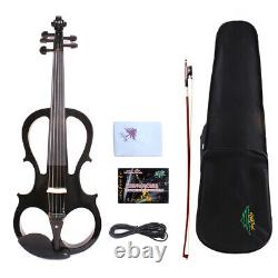 100% New Hand Made Electric Violin solid wood black color Violin Case Bow
