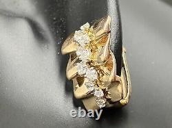 14k Gold Clip Earrings With Phianite Stones Fianite Diamond Flower Girl Leaf BOW