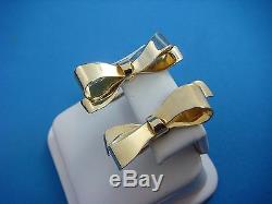 14k Yellow Gold Retro Modern, Bow Design Earrings For Non Pierced Ears 8.5 Gr