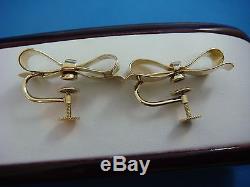 14k Yellow Gold Retro Modern, Bow Design Earrings Screw Non Pierced 8.5 Grams