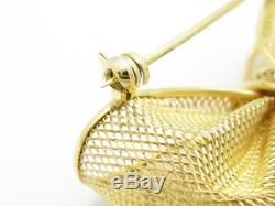 14k Yellow Gold Vintage Hand Made 3D Bow Tie Stick Pin Mesh Design Brooch Pin