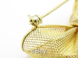 14k Yellow Gold Vintage Hand Made 3D Bow Tie Stick Pin Mesh Design Brooch pin