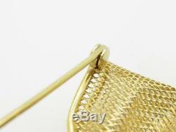 14k Yellow Gold Vintage Hand Made 3D Bow Tie Stick Pin Mesh Design Brooch pin