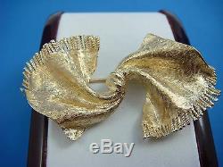 14k Yellow Gold Vintage Scarf-bow Brooch, 10.4 Grams, 53 MM Or 2 Inches Long
