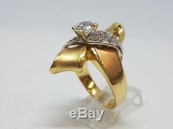 14k solid real Gold Yellow white Rose tri Ring manmade Diamond 9.2g 8 6 7 9 10