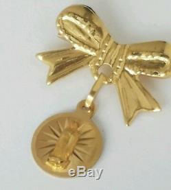 14k yellow gold Bow Virgin Mary Pin brooch 1 inch long