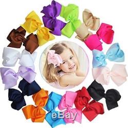 16 Pcs 6 Hair Bow Baby Girls Toddlers Alligator Hair Clips Solid Ribbon Head Ne