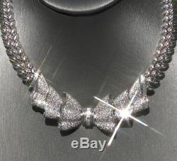 18K white gold 5.0CT VS2/G diamond cluster BOW pendant necklace 71.9 grams
