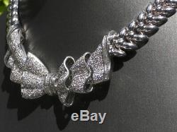 18K white gold 5.0CT VS2/G diamond cluster BOW pendant necklace 71.9 grams