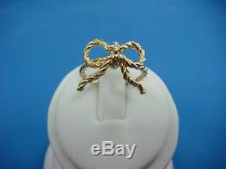 18k Yellow Gold Ladies Twisted Ribbon Bow Ring With Single Diamond 5.3 Grams