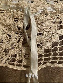 1920s Vintage Shoulder Drape Jabot Collar Antique Lace & Silk Ribbon From France
