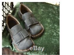 1940s Khaki Mary Jane Square Shoes Leather Vintage Bow Duckfeet 5 6.5 7.5 8.5 9