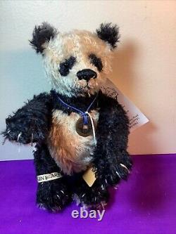1996 ARTIST BEAR SHARON QUEEN Mohair PANDA Bear withTag Jointed B3-12