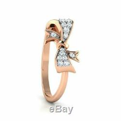 1Ct Round Cut Diamond Bow Knot Elegant Engagement Ring 14ct Rose Gold Over