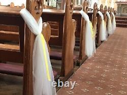20 X Wedding Church Pew Ends Tulle Bows All Ribbon Colours Available Decoration