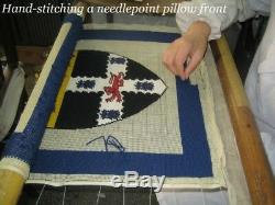 20 x 20 Handmade Wool Needlepoint Petit Point Country Cottage Bow Pillow