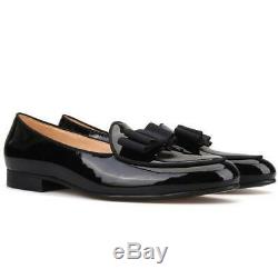 2019 Handmade bow banquet patent leather mens loafers party slip on dress shoes