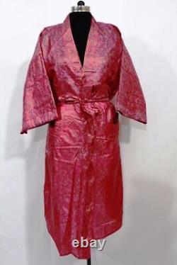 20Pc Indian Vintage Floral Silk Sari Kimono Multi Sleepwear Kimono Rob Gown Maxi