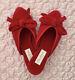 £245 OLIVIA MORRIS AT HOME Red Daphne bow-embellished velvet slippers NEW 38 5