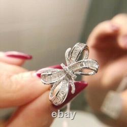 2Ct Baguette Cut Diamond Bow Shape Engagement Ring 14K White Gold Over Size 5-10