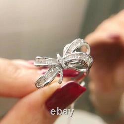 2Ct Baguette Cut Diamond Bow Shape Engagement Ring 14K White Gold Over Size 5-10