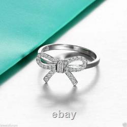 2Ct Moissanite Bow Knot Design Engagement Ring White Gold Plated