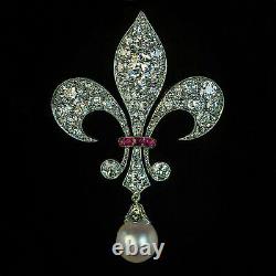 2Ct Round Cut Real Moissanite Vintage Elegant Brooch Pin 14k White Gold Plated