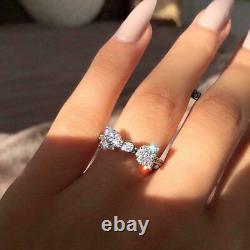 2Ct Round Simulated Diamond Knot Bow Design Engagement Ring White Gold Plated