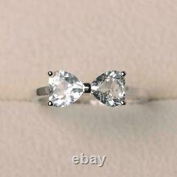 2ct Heart Cut Diamond Bow Shape Love Gift Engagement Ring 14k White Gold Over