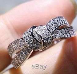 2ct Round Cut VVS1 Diamond Engagement Ring Solid 14K White Gold Ribbon Bow Knot