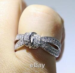 2ct Round Cut VVS1 Diamond Engagement Ring Solid 14K White Gold Ribbon Bow Knot