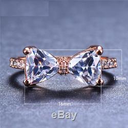 2ct Trillion Cut Diamond Engagement Ring Solid 14K Rose Gold Bow Knot Design